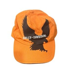 Harley Davidson orange adjustable baseball hall with black eagle